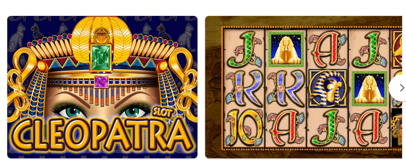 Cleopatra Egyptian slot screenshot featuring Queen Cleopatra, Egyptian-themed icons, and a simple classic reel layout